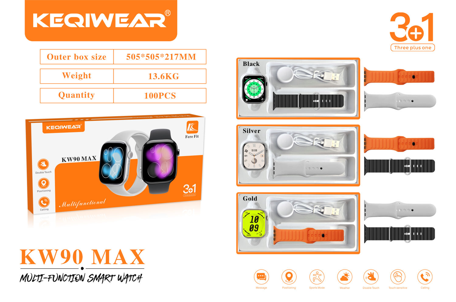 ساعت هوشمند مدل KW90 max